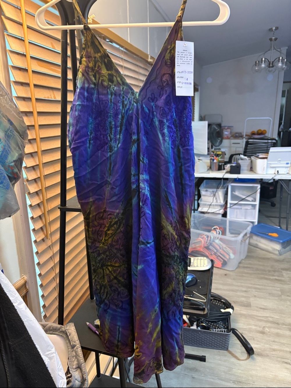 Purple Tie-Dye V-Neck Mini Dress